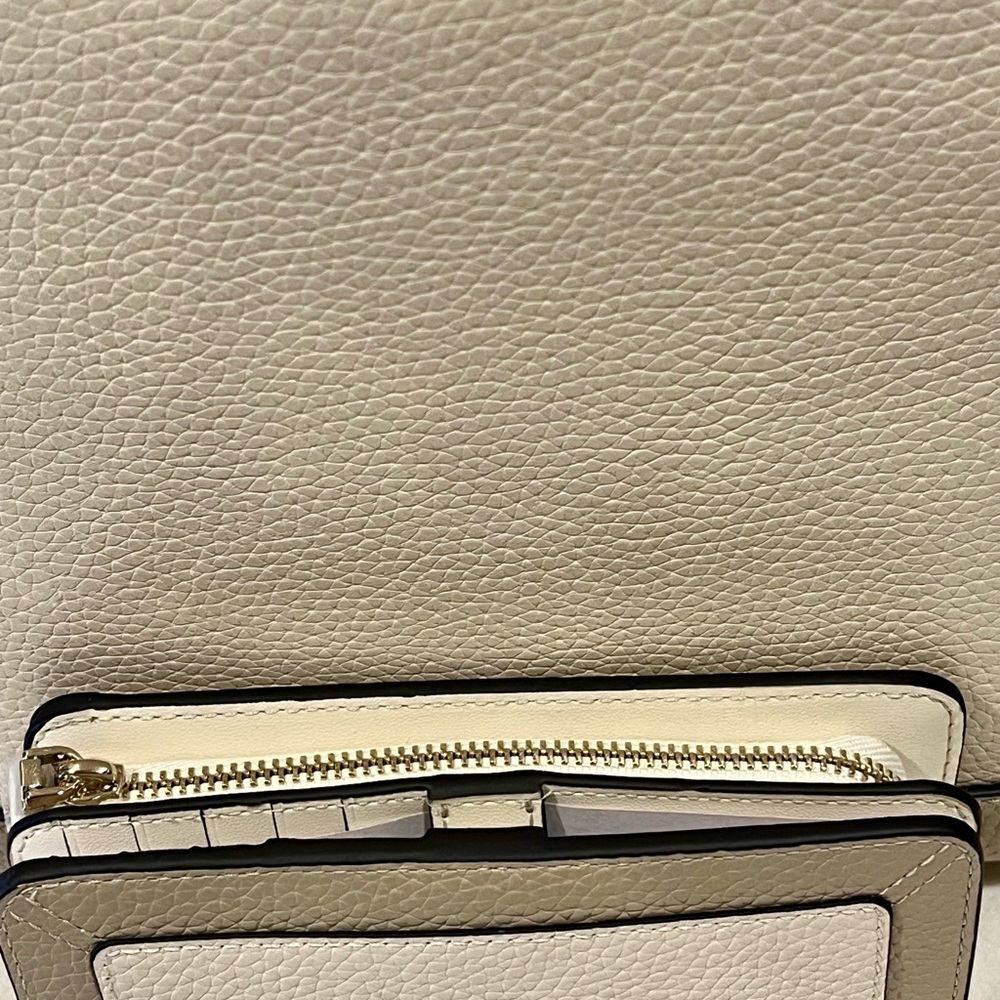 NWT Kate Spade Lena Light Sand Pebb Colorblock Satchel and Bilfold Pair - Picture 10 of 14